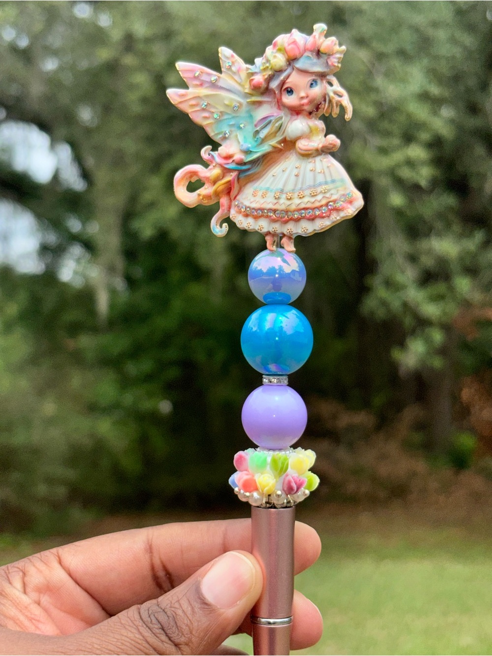 Handcrafted Fairy Beaded Decorative Pen - Pastel Multicolor - Picture 2 of 2